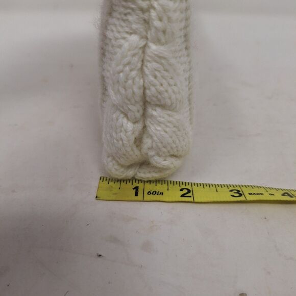 White Cable Knit Pouch Clutch Wristlet Travel Bag Zippered Academia Ivy Prep - Picture 7 of 8